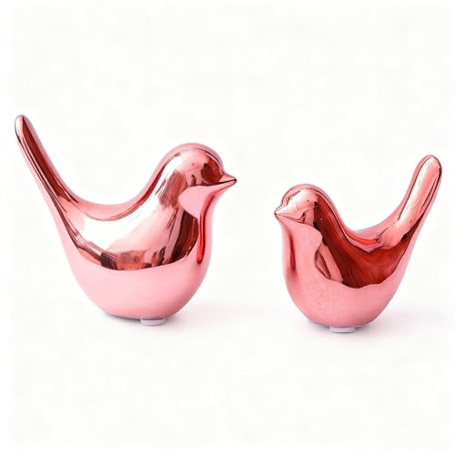 Notakia Small Birds Statues Pink Home Decor Modern Style Decorative Ornaments for Living Room, Bedroom, Office Desktop, Cabinets (2Pcs Pink Birds) - color: 2pcs Pink Birds