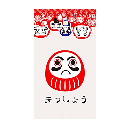 LIGICKY Noren Japanese Style Doorway Curtain Doll Daruma Printed Window Treatment Door Tapestry for Home Decoration 33.5" Width x 59" Long - color: Doll Daruma, size: 33.5"W x 59"L (Pack of 1)