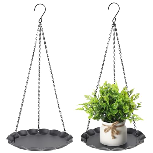 Hanging Planter for Indoor Outdoor, Plant Hanger, Plant Holder, Plant Pot Shelf Basket for Window Wall Ceiling Garden with Chains and Hooks, 2Pcs, Wavy Round - style: Wavy Round
