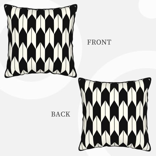 Black and White Modern Abstract Geometry Velvet Throw Pillow Covers 18x18 Inch Neutral Decorative Square Pillowcase Cushion Cover for Bed Sofa Living Room - color: Modern Geometry, size: 18" x 18" (Pack of 1)
