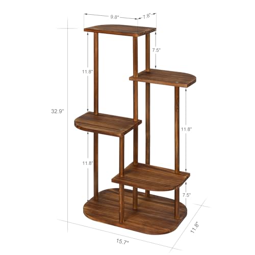 Jotsport 5 Tier Wood Plant Stand for Multiple Plants Indoor Plant Shelf Multi-Tier Flower Pot Holder Corner Display Rack