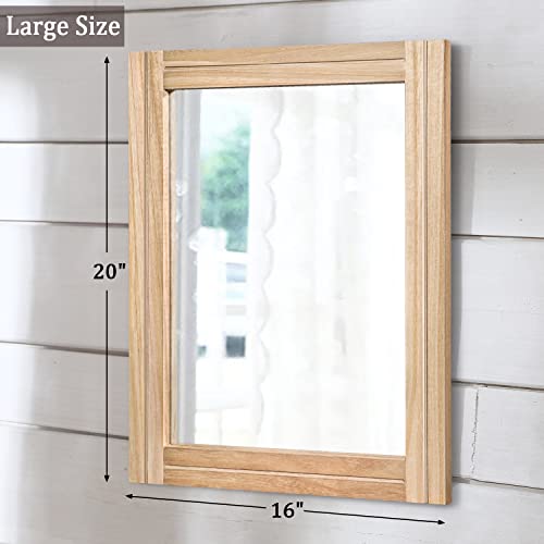 AAZZKANG Rustic Mirrors for Wall Rectangle Wood Frame Mirror 50 x 40 cm Farmhouse Bedroom Bathroom Decorative Mirror - color: Beige, size: 20"L x 16"W