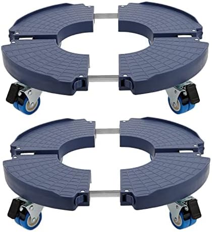 W B D WEIBIDA 2 Pack Plant Roller with Wheels Heavy Duty 440 Pounds, Size-Adjustable Rolling Planter Base with Casters, Round Dolly Cart for Potted Plant, Trash Can and Tiered Planters