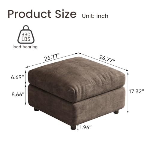 Guyii Storage Stool Modern Sofa Ottoman Brown Living Room Ottomans Fabric Modern Sofa Seat Shoes Changing Stool with Large Storage for Living Room - color: Brown, size: ottoman