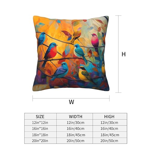 Bird Throw Pillow Covers 18 X 18 Inch Set of 4 Decorative Cushion Cover Home Decor for Sofa Chair Couch Bedroom Living Room - color: Bird