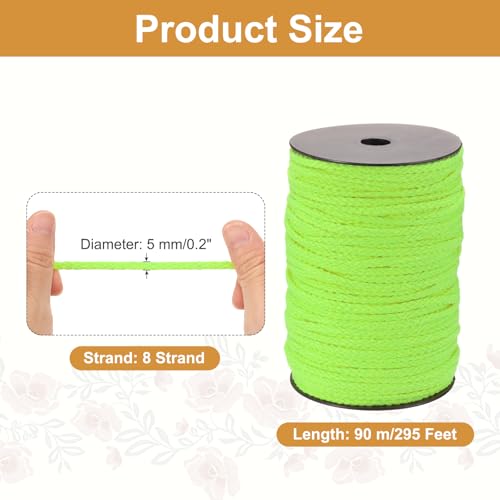 MECCANIXITY Macrame Cord 5mm x 295 ft Handmade Natural Cotton Rope, 8 Strand Twisted Braided Rope Cord for Plant Hanger Wall Hanging Dream Catcher Crafts Home Decoration, Green - color: Green