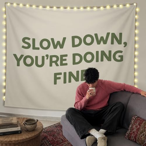 SkyCozy Inspirational Positive Affirmations Wall Tapestry, Slow Down You're Doing Fine Motivational Minimalist Tapestry for Home Bedroom Living Room Office Classroom Wall Decor, 50x60 Inch - color: 04-Slow Down You're Doing Fine Tapestry