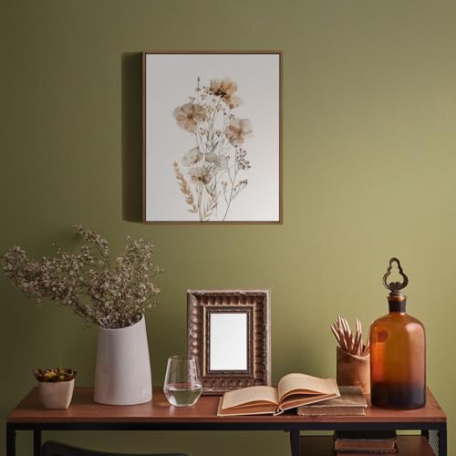 Neutral Watercolor Botanical Wall Art Vintage Floral Canvas Art Prints Orange Flower Plants Picture Minimalist Wall Decor Boho Artwork Framed for Girls Room Bedroom Living Room Decoration, 8"x10"x1Pcs - color: Neutral Flowers, size: 10"L x 8"W