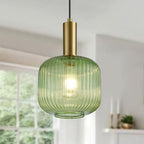8 Inch Green Glass Pendant Lights Small Modern Chandelier Pendant Lighting Mid Century Hanging Lights Adjustable Kitchen Island Light for Dining Room Bedroom Hallway - color: 8 Inch Green