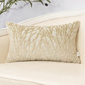 Yangest Beige Throw Pillow Cover Velvet Cushion Cover Branches Rectangular Neutral Pillowcase for Sofa Couch Bedroom Living Room, 12x20 Inch - color: Beige, size: 20" x 12" (Pack of 1)