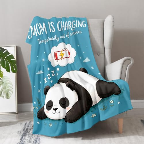 Aimego Mom is Charging Throw Blanket 50x60 Inch Funny Panda Design Soft Flannel Fleece Blanket for Mom Gift for Mother Birthday Mothers Day Christmas Couch Sofa Bed Home Decor - color: A-tter Blanket