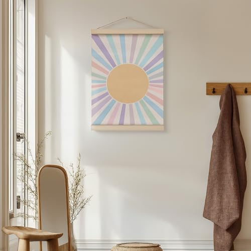 ZNGFON Boho Sun Poster Hanger Frame 12x16, Bohemian Sunshine Canvas Wall Art Posters with Wooden Frames, Abstract Minimalist Wall Hanging Room Door Decor Decorations for Bedroom Living Room A3 - color: Decor 02