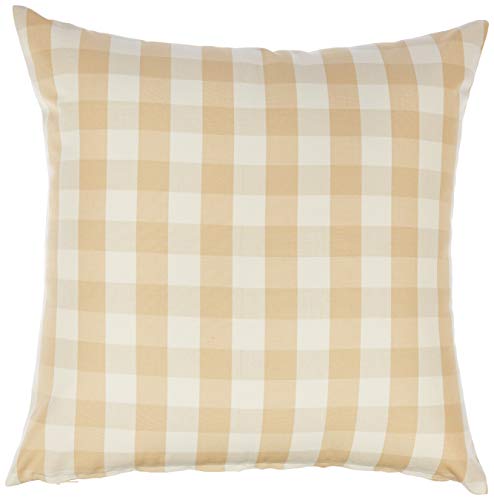 · REDEARTH · Checks Throw Pillow Cushion Covers-Woven Decorative Farmhouse Cases Set for Couch, Sofa, Bed, Farmhouse, Chair, Dining, Covered Patio, car Cotton (18x18; Ecru) Pack of 2 - color: Gingham Checks Ecru, size: 18" x 18" (Pack of 2)