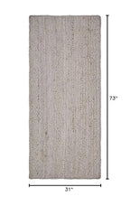 Unique Loom Braided Jute Collection Area Rug - Dhaka (2' 7" x 6' 1" Runner, Gray) - color: Grey, size: 2'7" x 6'1" (Runner)