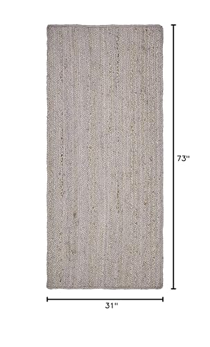 Unique Loom Braided Jute Collection Area Rug - Dhaka (2' 7" x 6' 1" Runner, Gray) - color: Grey, size: 2'7" x 6'1" (Runner)