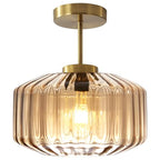 Amber Glass Flush Mount Ceiling Light Fixture, 11.02 Inch Modern Dome Light with Warm Gold Finish for Bedroom, Kitchen, Textured Glass Shade, Easy to Install, 1-Light E26 Socket - color: Amber, 1-Light