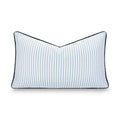 Hofdeco Premium Coastal Hampton Outdoor Performance Lumbar Pillow Cover Only, 12"x20" Water Repellent, UV and Fade Resistant for Backyard, Couch, Poolside, Azure Blue Indigo Woven Coastline Stripes - color: Azure Blue Indigo Coastline Stripes 12"x20"