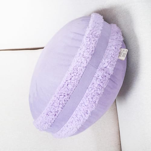 Round Throw Pillow 16x16 Macaron Shape No Zipper Design Down-Like Polyester Filling Super Soft Feather-Like Touching Floor Pillow 40x40cm Home Décor Circle Cushion for Couch, Purple, 1 Piece - color: Light Purple, size: 16"D x 16"W x 6.5"H