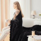 NEWCOSPLAY Super Soft King Blanket Black Premium Silky Flannel Fleece 3D Clouds Stylish Jacquard Lightweight Bed Blanket All Season Use 350GSM (Black, King(90"x110")) - color: Black, size: King(90"x110")