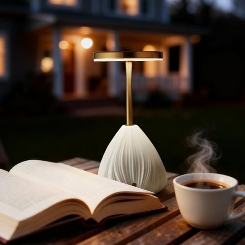 RONDURE 10.6" Ceramic Cordless Table Lamp, Portable Rechargeable Table lamp, Touch Dimmable Warm Ambient Lighting for Living Room, Bedroom, Dining Room, Fast Charging & Long Lasting - style: Lumina