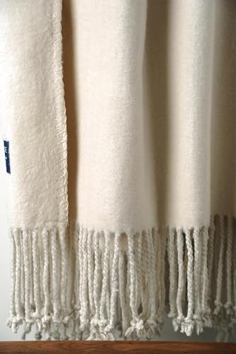 EP Mode Fringed Mulberry Silk Throw Blanket for Sofa (Whisper White) - color: Whisper White