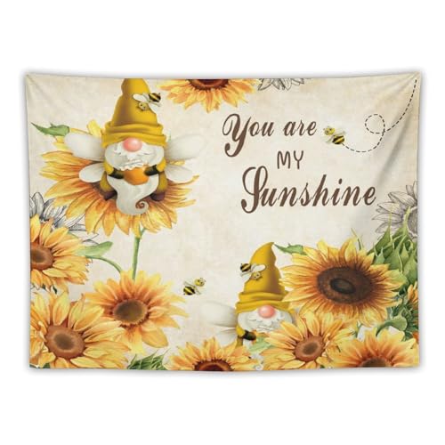 Sunflower Tapestry,Farmhouse Floral and Butterfly Bee Gnomes Tapestry for Bedroom,Nature Landscape Tapestry Wall Hanging for Living Room Dorm Home Decor,40"x30" - color: Sunflower-2, size: W40xL30in