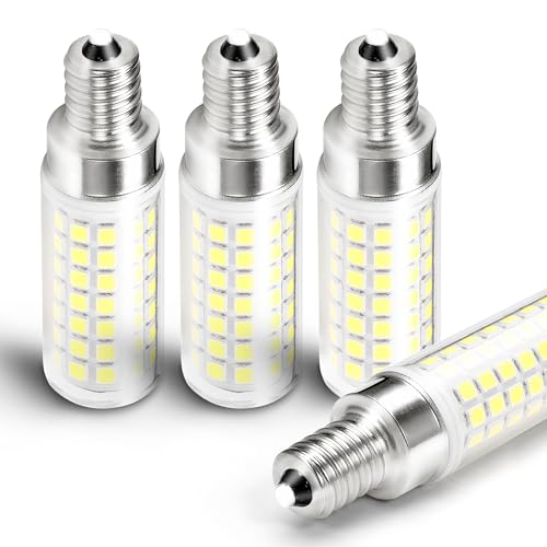 E12 LED Candelabra Light Bulb 6W 6000K Daylight White AC120V 600lm Dimmable E12 T6 C7 Candle Small Base 60 Watt Replace Ceiling Fan Pendant Chandelier Lighting Living Rooms, 4 Pack - color: 6000k Daylight White, size: 6 Watt-Dimmable-4 Pack