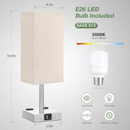 aooshine Beige Set of 2 Touch Lamp with USB Port-Nightstand Lamp with USB-C+A Charge Ports& AC Outlets, 3-Way Dimmable Bedside Lamp with Shade,Small Table Lamp for Bedroom Living Room(Bulb Included) - color: Beige-Silver