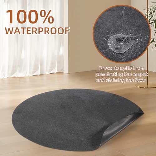 Waterproof Non-Slip Rug Pad, Round 6 Ft Carpet Pads for Large Area Rugs 1/8" Thick Felt Floor Protection Pad for All Floors and Finishes, Keep Rugs in Place and Provide Cushioning (6FT) - size: 6FT Round