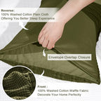 PHF 100% Cotton Waffle Pillow Shams Standard Size, 2 Pack 20" x 26" Soft Skin-Friendly Pillowcases, No Filling, Aesthetic Woven and Breathable Waffle Weave Pillow Case Covers for Bed, Capulet Olive - color: Capulet Olive, size: 26" x 20" (Pack of 2)