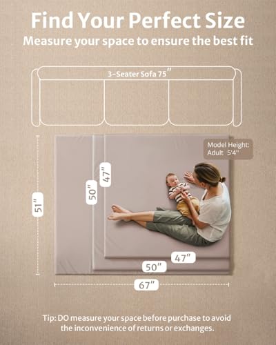 Blissful Diary Vegan Leather Baby Play Mat, 50x50 Thicken Foam Cushioned & Waterproof Playpen Mat for Infants and Toddlers, Stylish and Just Wipe-Clean Playmat for Baby Play on Floor, Taupe - color: Taupe, size: 50" X 50"
