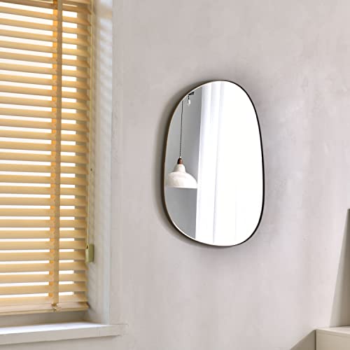 ELEHUME Asymmetrical Mirror for Wall Decor 23"*30", Modern Brass Framed Wall Mirror for Living Room Bathroom Bedroom Entryway ELE-STOU-0064G - color: Brass, size: 30"L x 23"W
