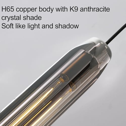 Pendant Lights Kitchen Island Pendant Lights Pendant Light fixtures Kitchen Pendant Light pendent Light 15" Smoke Gray Crystal lampshade Island Pendant Lights for Kitchen - color: Smoke Gray,Copper color