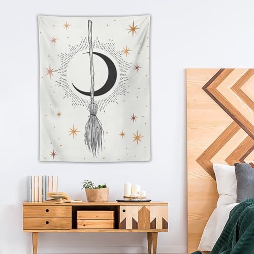 DDCBNS Moon Tapestry,Witchy Starry Night Tapestry Bohemian Style White Tapestry Wall Hanging Home Décor for Girls Bedroom Living Room Dorm Wall Décor W30 x 40" H - color: Bohemian Style_02, size: 40"L x 30"W