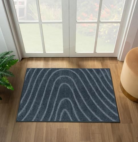 LUXE WEAVERS Modern Geometric Wave Blue 2x3 Area Rug - color: Blue, size: 2' x 3' (Rectangular)