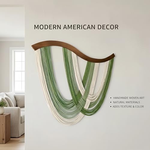 Large Macrame Wall Hanging Macrame Wall Decor Tapestry For Headboard Bedroom Livingroom Boho Fiber Home Art (Green-B) - color: Green-B