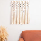 RUIZHIXUAN Macrame Wall Hanging Macrame Ball Wall Hangings Tapestry Cotton Textile Boho Wall Decor Art Bohemian headboard Handwoven 23.6" Wx30 L (white) - color: white
