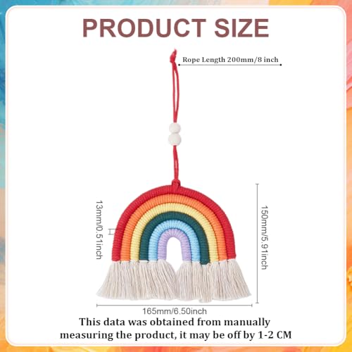 2Pcs Colorful Rainbow Wall Hanging Decor Handmade Woven Cotton Rainbow Hanging Ornament Pendant with Tassel Cute Home Accessories Front Door Room Home Car Decoration for Woman Man - color: Red,mixed Color