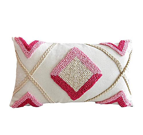 Judy Dre am Morocco Hand-Woven Tufted Throw Pillow Cover,Soft Geometric Diamond Pillowcase for Sofa Couch Bed Car,Tribal Bohemian Cushion Cover 12x20 Inch - size: 20" x 12" (Pack of 1)