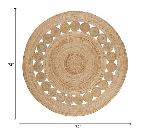 SAFAVIEH Area Rug 6' Round - Natural Fiber Collection - Natural Brown, Handmade Jute, Boho Farmhouse Braided Design (NF364A) - color: Natural, size: 6' (Round)
