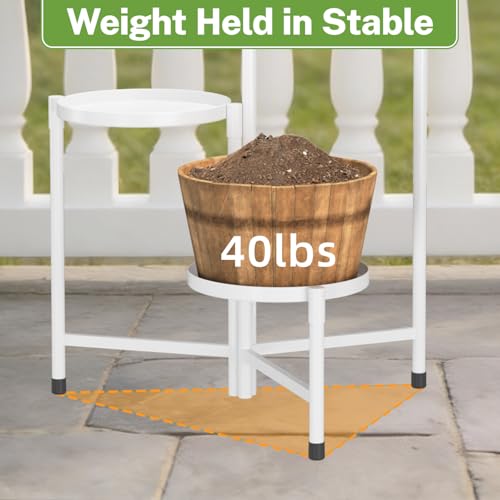 iDavosic.ly 3 Tier Large Plant Stand Indoor, 10 Inch Wide Tall Corner Metal Plant Stands Outdoor for Multiple Plants, Folding Tiered Flower Display Holder Rack Shelf, White - color: White, size: 3 Tiers