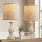 Seealle Farmhouse Table Lamps Set of 2 - Rustic Lamp for Bedroom Living Room, 22" Boho Bedside Lamps for Night Stands End Table Office Desk Lamp Nightstand Clearance with Linen Shades(Antique Yellow) - color: B. Antique Yellow