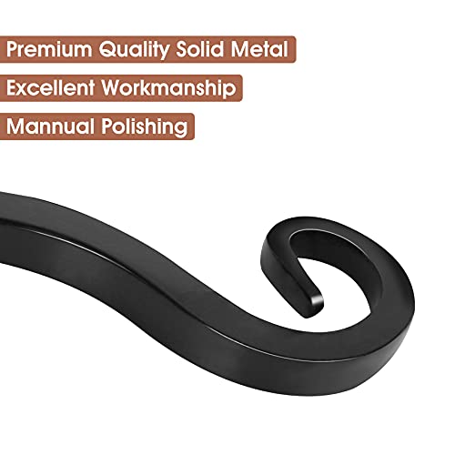 Jardim 2 Pack 10 Inch Premium Decorative Metal Iron Wall Hangers for Home Decor, Indoor Outdoor Plant Bracket Rustic Hanging Gardening Hooks for Planters, Bird Feeders, Lanterns, Wind Chimes (Black) - color: Black, size: 10 Inch