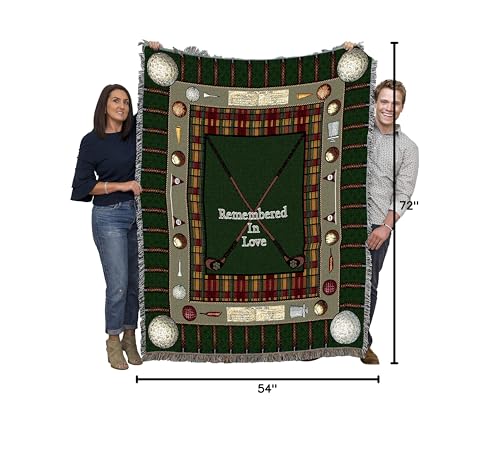Pure Country Weavers Memorial Golf Blanket - Remembered in Love Blanket - Sympathy Bereavement Gift Tapestry Throw Woven from Cotton - Made in the USA (72x54) - color: Golf, size: 72" x 54"