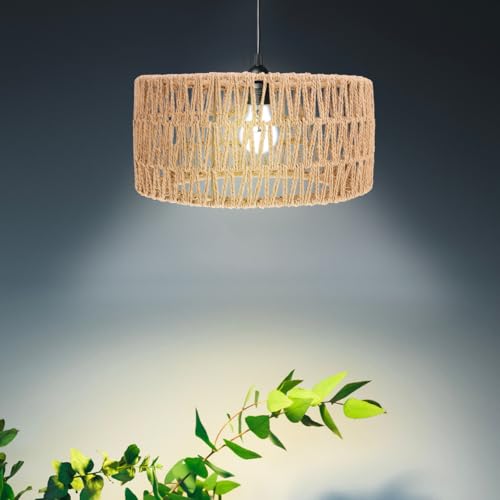 BESTOYARD Straw Rope Lampshade Woven Ceiling Light Cover 11.81X5.90In Rustic Pendant Lamp Shade Replacement for Indoor Home Bar Tea Room Decor