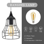 JHY DESIGN Hanging Lamp Black Battery Powered Decorative Pendant Lamp Metal Cage Battery Lamp with 6 Hours Timer for Bar Bedroom Garden Parties Patio Indoor Outdoor Living Room(Geometry) - size: 9.5 inches, Geometry