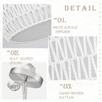 23 inch White 5 Light Rattan Chandelier Rattan Farmhouse Light Fixture Woven Pendant Lights Fabric Shade Boho Chandelier for Kitchen Dinning Room - color: 23"-White-Drum