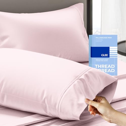 THREAD SPREAD 100% Cotton Pillow Cases Queen Size Set of 2 - Luxury 400 Thread Count Queen Pillow Cases (Blush), Soft Cooling Breathable Hotel Cotton Pillowcases, Fits Standard Pillows - color: Blush, size: Queen - Pack of 2