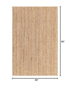 Rugs.com Hand Braided Jute Rug – 5' x 8' Natural Flatweave Rug Perfect for Bedrooms, Dining Rooms, Living Rooms - size: 5 x 8 Feet