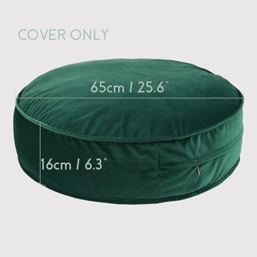 Round Floor Pillow Cover Velvet Throw Seating Pouf Yoga Meditation Cushion Plush Case Reading Room Decor Cover Only (25.6IN, Green) - color: Green, size: 25.6" x 25.6" (Pack of 1)